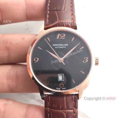 Montblanc Meisterstuck Date Watch Replica Rose Gold Black Face